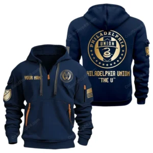 Everyday Hoodie Half Zipper, Athletic-Inspired Logo MLS030 - Navy