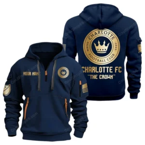 Casual Sports Hoodie Half Zipper, Modern Logo Detail Printing MLS030 - Navy