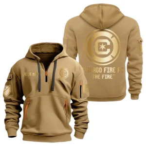 Everyday Hoodie Half Zipper, Athletic-Inspired Logo MLS030 - Khaki