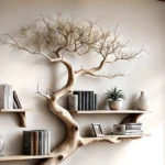 Driftwood Bookshelf with Narrow Table, Unique and Stylish Home Decor