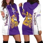 Purple Horns Hoodie Dress For Women, Graphic Fan Hoodie Dress PTHDDMV01