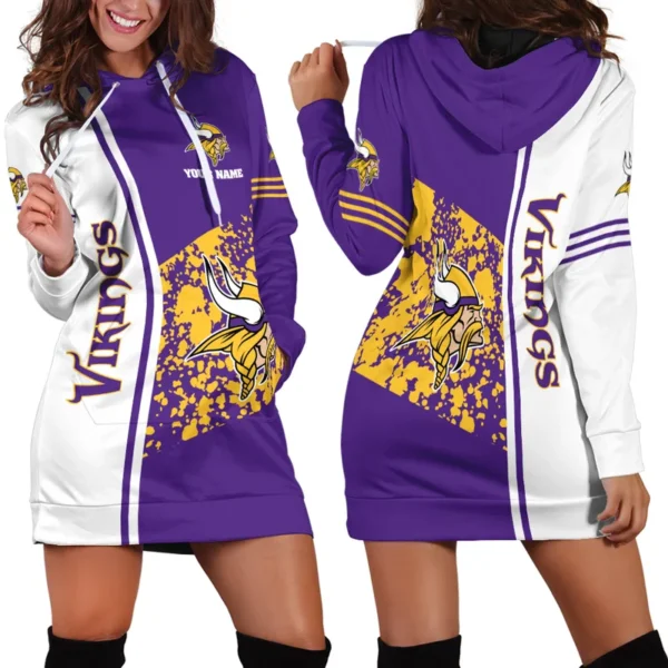 Purple Horns Hoodie Dress For Women, Graphic Fan Hoodie Dress PTHDDMV01