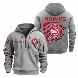 Outdoor Half-Zip Hoodie, Team Spirit Logo Design NBA070 - Gray