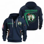 Casual Sports Hoodie Half Zipper, Modern Logo Detail Printing NBA070 - Navy