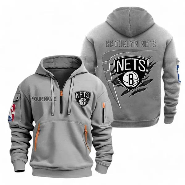 Performance Hoodie Half Zipper, Fan Edition Logo NBA070 - Gray