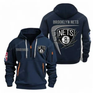 Outdoor Half-Zip Hoodie, Team Spirit Logo Design NBA070 - Navy