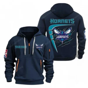 Fan Gift Hoodie Half Zipper, Sports-Inspired Logo Design NBA070 - Navy