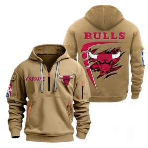 Urban Streetwear Hoodie, Half-Zip with Exclusive Logo NBA070 - Khaki