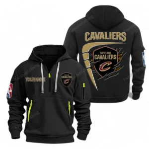 Everyday Hoodie Half Zipper, Athletic-Inspired Logo NBA070 - Black