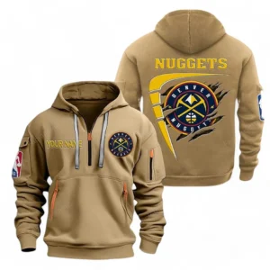 Everyday Hoodie Half Zipper, Athletic-Inspired Logo NBA070 - Khaki