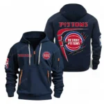 Fan Gift Hoodie Half Zipper, Sports-Inspired Logo Design NBA070 - Navy