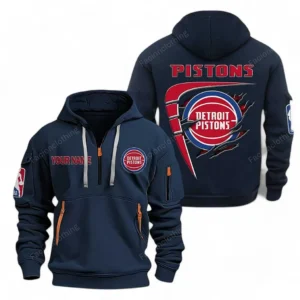 Fan Gift Hoodie Half Zipper, Sports-Inspired Logo Design NBA070 - Navy