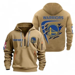 Urban Streetwear Hoodie, Half-Zip with Exclusive Logo NBA070 - Khaki