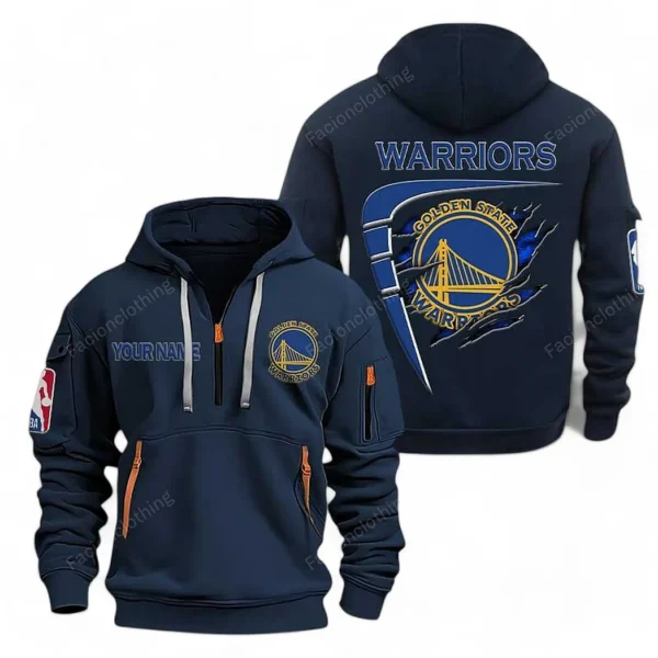 Performance Hoodie Half Zipper, Fan Edition Logo NBA070 - Navy
