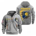 Fan Gift Hoodie Half Zipper, Sports-Inspired Logo Design NBA070 - Gray