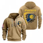 Athletic Half-Zip Hoodie, Team-Style Logo Print Hoodie Gift For Football Fans NBA070 - Khaki