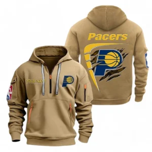Athletic Half-Zip Hoodie, Team-Style Logo Print Hoodie Gift For Football Fans NBA070 - Khaki
