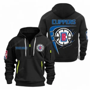 Urban Streetwear Hoodie, Half-Zip with Exclusive Logo NBA070 - Black