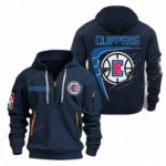 Outdoor Half-Zip Hoodie, Team Spirit Logo Design NBA070 - Navy