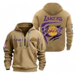 Training Hoodie Half Zipper, Fan-Friendly Logo Design NBA070 - Khaki
