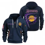 Fan Gift Hoodie Half Zipper, Sports-Inspired Logo Design NBA070 - Navy