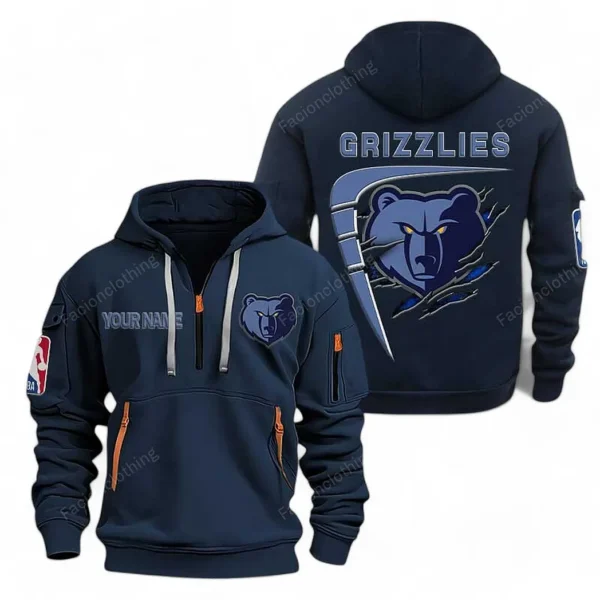 Performance Hoodie Half Zipper, Fan Edition Logo NBA070 - Navy