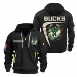 Training Hoodie Half Zipper, Fan-Friendly Logo Design NBA070 - Black