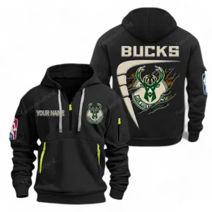 Training Hoodie Half Zipper, Fan-Friendly Logo Design NBA070 - Black