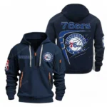 Outdoor Half-Zip Hoodie, Team Spirit Logo Design NBA070 - Navy