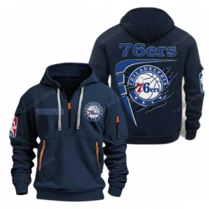 Outdoor Half-Zip Hoodie, Team Spirit Logo Design NBA070 - Navy