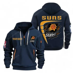 Fan Gift Hoodie Half Zipper, Sports-Inspired Logo Design NBA070 - Navy