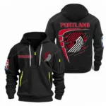 Athletic Half-Zip Hoodie, Team-Style Logo Print Hoodie Gift For Football Fans NBA070 - Black