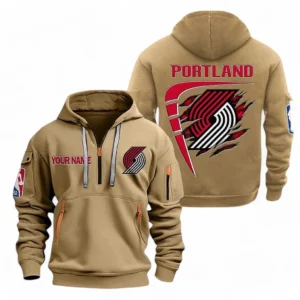 Urban Streetwear Hoodie, Half-Zip with Exclusive Logo NBA070 - Khaki