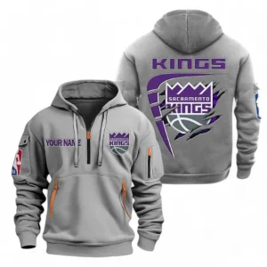 Outdoor Half-Zip Hoodie, Team Spirit Logo Design NBA070 - Gray