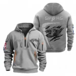 Fan Gift Hoodie Half Zipper, Sports-Inspired Logo Design NBA070 - Gray