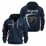 Casual Sports Hoodie Half Zipper, Modern Logo Detail Printing NBA070 - Navy