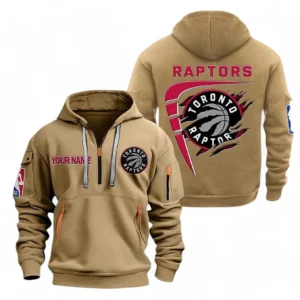 Everyday Hoodie Half Zipper, Athletic-Inspired Logo NBA070 - Khaki