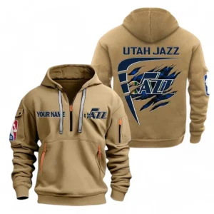 Training Hoodie Half Zipper, Fan-Friendly Logo Design NBA070 - Khaki