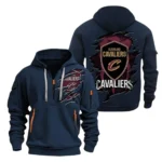 Fan Gift Hoodie Half Zipper, Sports-Inspired Logo Design NBA561 - Navy