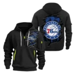 Urban Streetwear Hoodie, Half-Zip with Exclusive Logo NBA561 - Black
