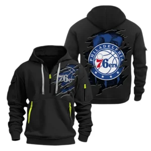 Urban Streetwear Hoodie, Half-Zip with Exclusive Logo NBA561 - Black