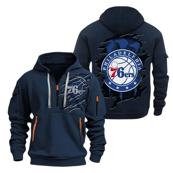 Performance Hoodie Half Zipper, Fan Edition Logo NBA561 - Navy