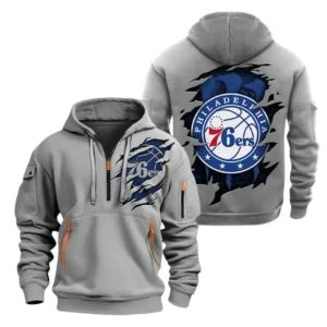 Everyday Hoodie Half Zipper, Athletic-Inspired Logo NBA561 - Grey