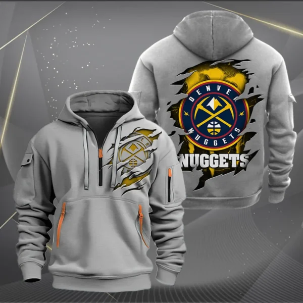 Training Hoodie Half Zipper, Fan-Friendly Logo Design NBA561 - Grey - Image 2