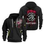 Athletic Half-Zip Hoodie, Team-Style Logo Print Hoodie Gift For Football Fans NBA561 - Black