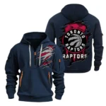 Casual Sports Hoodie Half Zipper, Modern Logo Detail Printing NBA561 - Navy