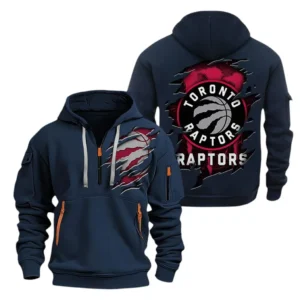 Casual Sports Hoodie Half Zipper, Modern Logo Detail Printing NBA561 - Navy