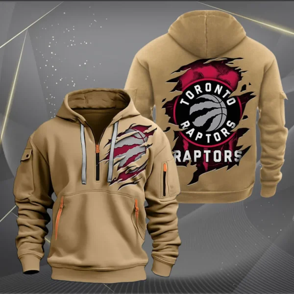 Performance Hoodie Half Zipper, Fan Edition Logo NBA561 - Khaki - Image 2
