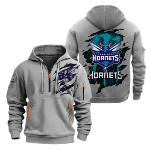 Everyday Hoodie Half Zipper, Athletic-Inspired Logo NBA561 - Grey