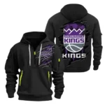 Athletic Half-Zip Hoodie, Team-Style Logo Print Hoodie Gift For Football Fans NBA561 - Black